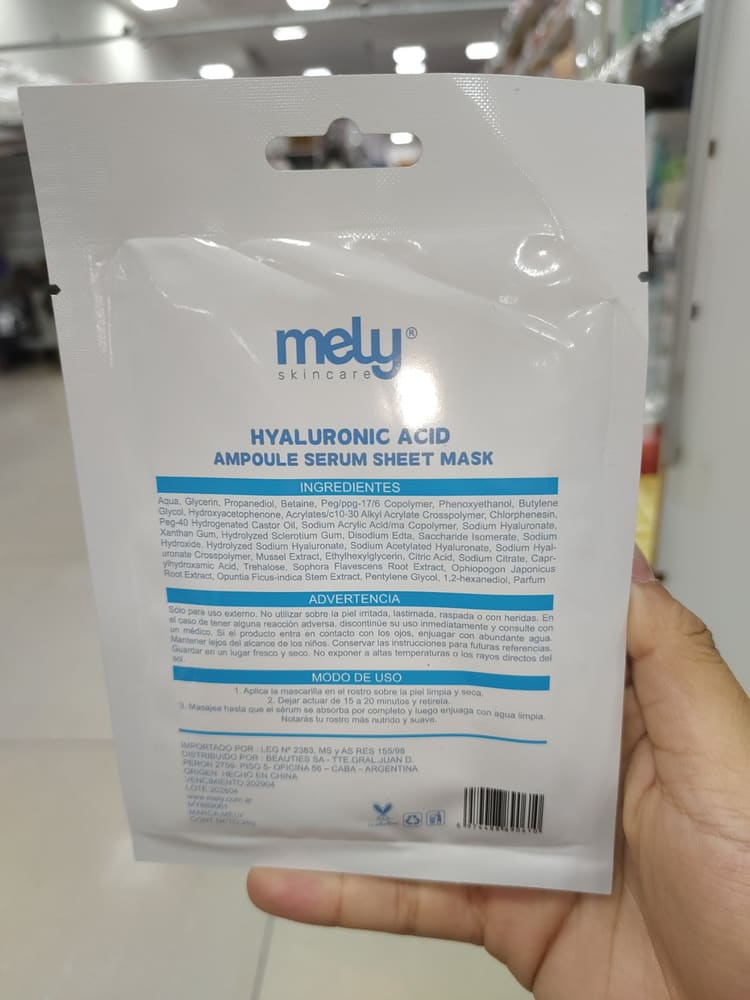Mascarilla Facial Acido Hialuronico Mely vista 2
